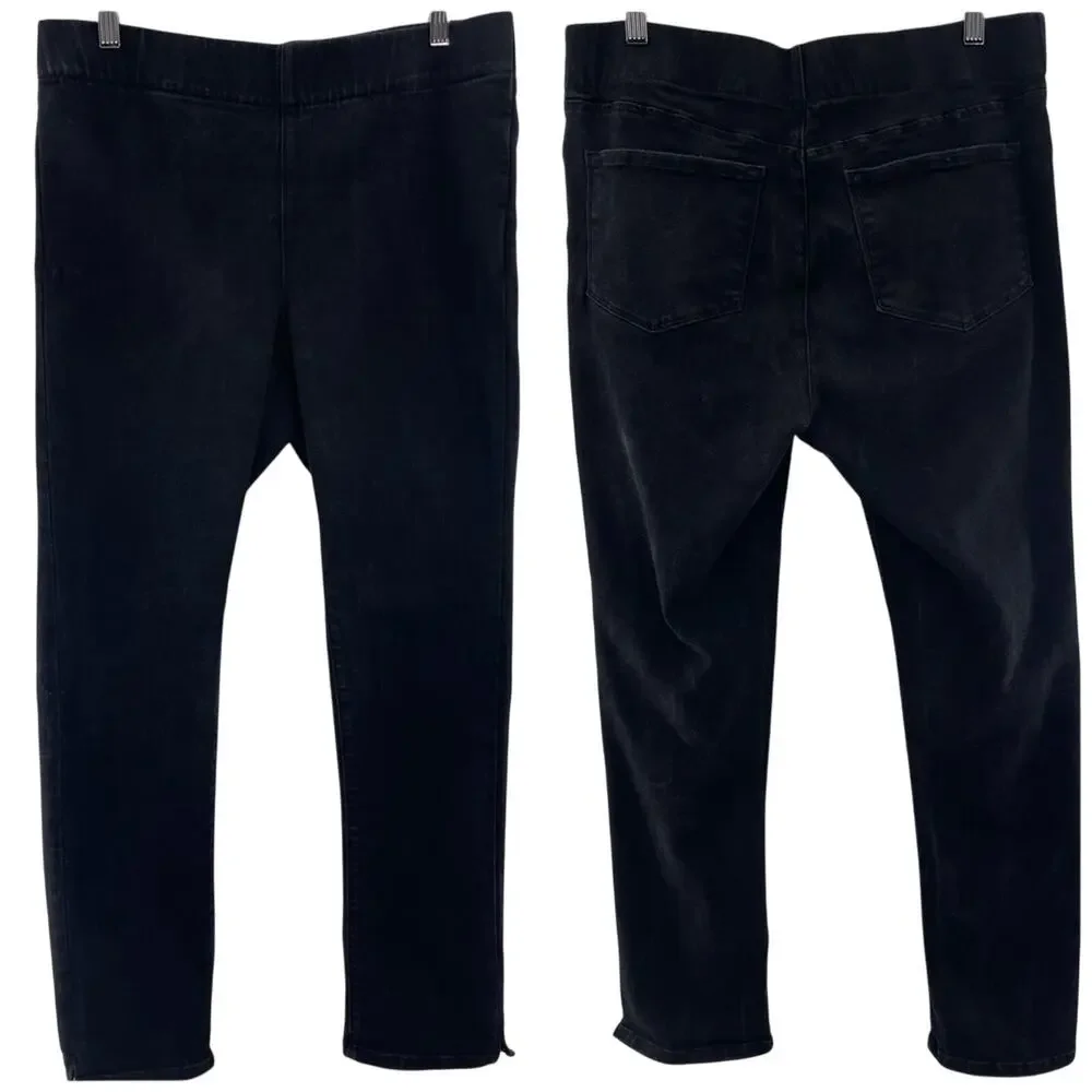 NYDJ Skinny Ankle Pull-On Lift Tuck Technology Black Stretchy Jeans Size 8